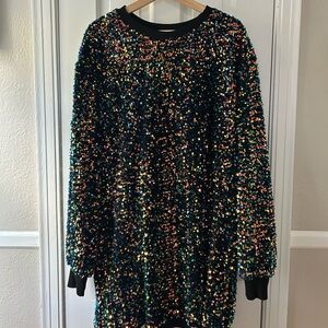 Anthropologie Multicolor Sequin Midi Dress